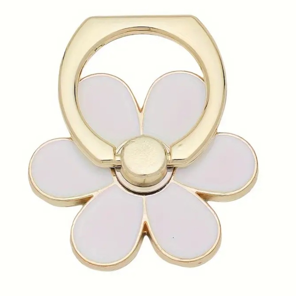 NEW| White Floral Petal Steel Ring Grip Phone Holder